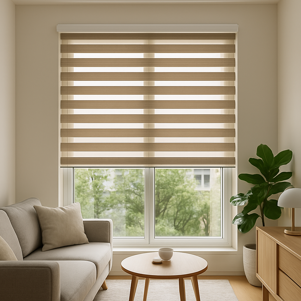 Жалюзи и рулонные шторы — пример интерьера